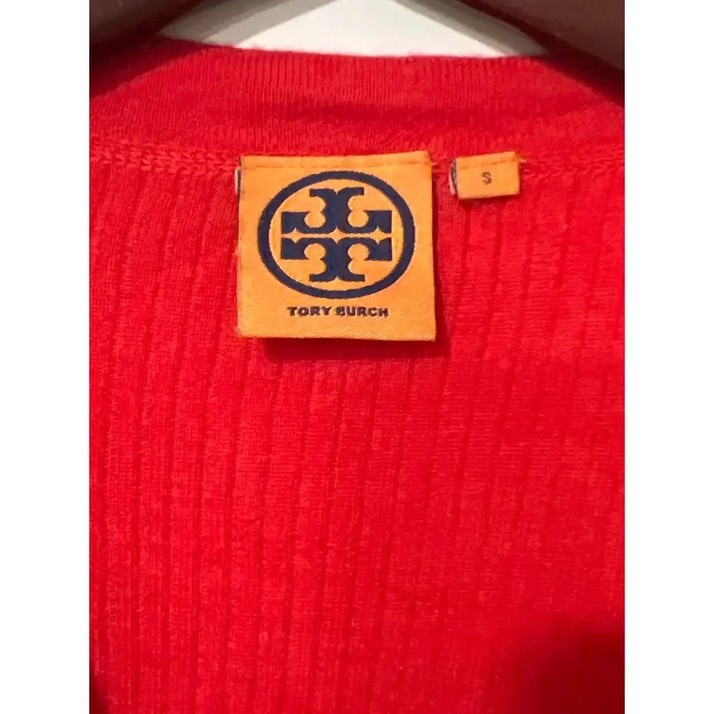 Tory Burch Women's Red Merino Wool Cardigan Sweater Size Small S KB432